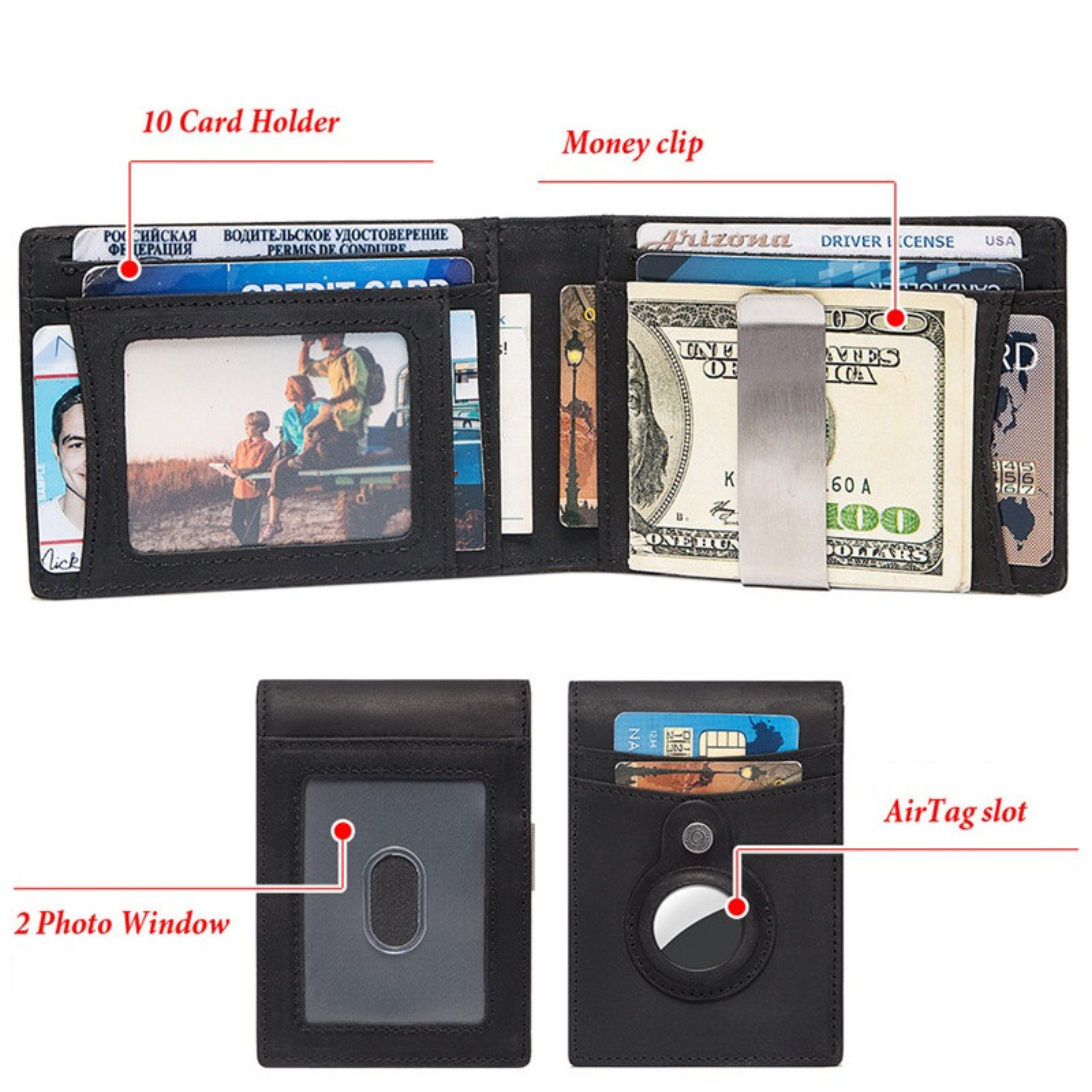 Retro AirTag Leather Wallet